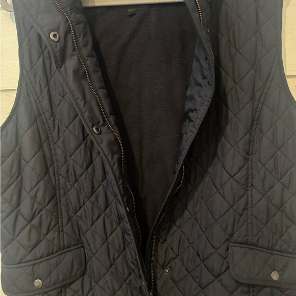 Talbots Navy Quilted Vest with Stand-Up Collar - Picture 6 of 7